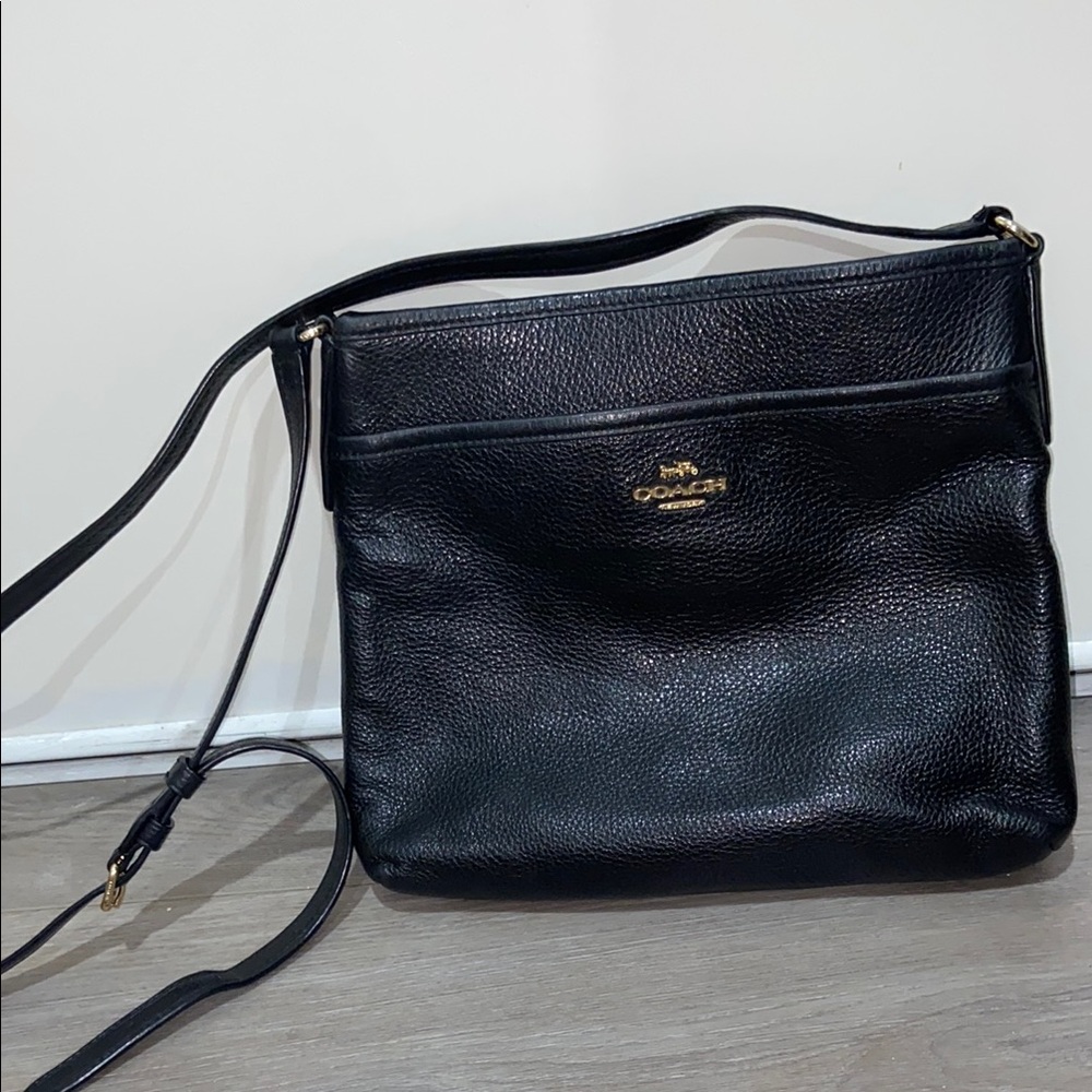 Coach Pebbled Black Leather Shoulder Bag